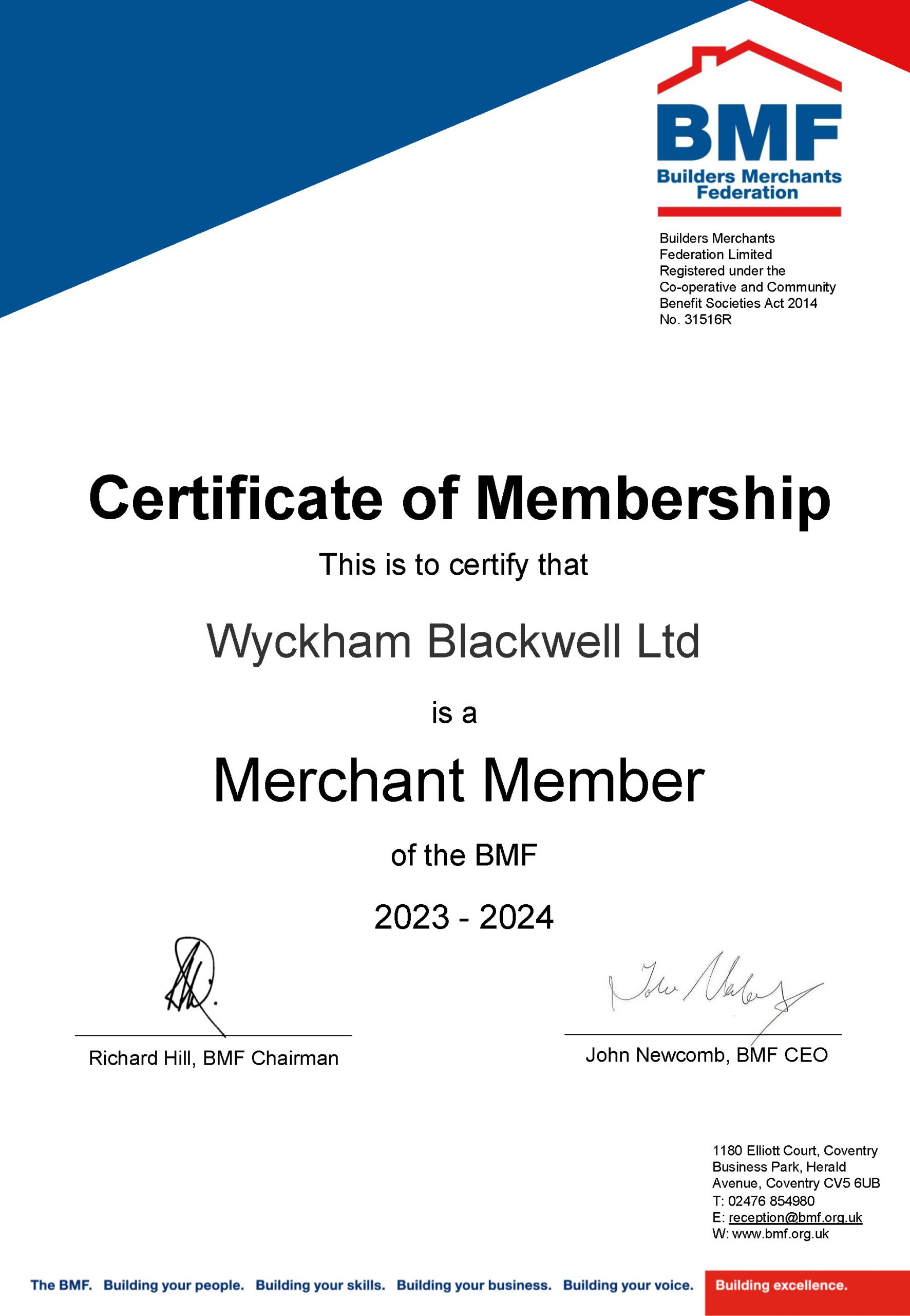 Certification | Timber Engineering Solutions | Wyckham Blackwell