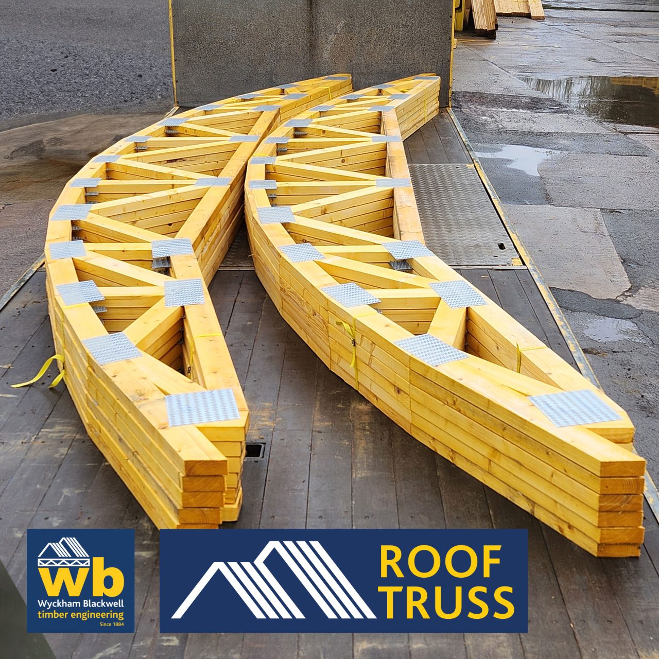 More curved crescent Roof Trusses delivered this week to create a ...