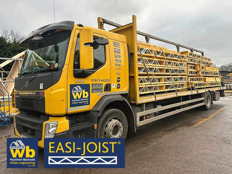 Flat bed lorry with easi joist on back